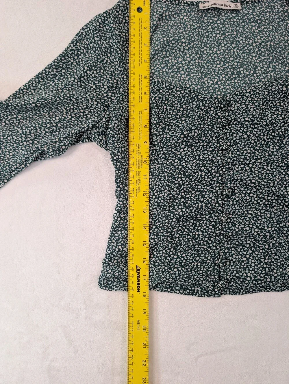 Abercrombie‎ & Fitch Green Floral Puff Sleeve Blouse Top XS | Cottagecore Boho